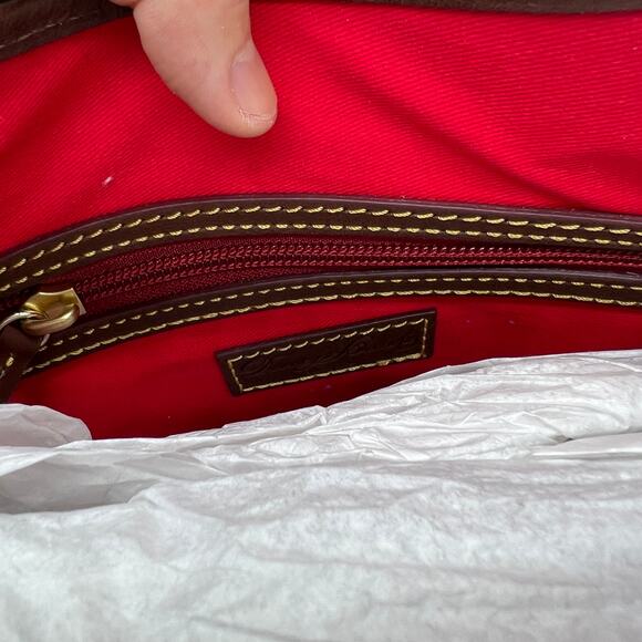 Dooney & Bourke Handbags Florentine Leather Crescent Hobo Brown Natural - Picture 13 of 16